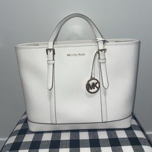 Jet set travel small saffiano leather top zip tote bag